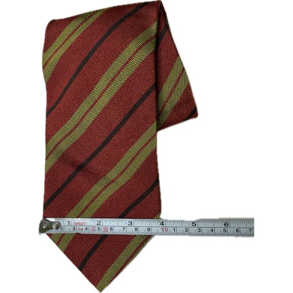 ERMENEGILDO ZEGNA Men's Silk Tie Red Striped Green 63” - Picture 2 of 9